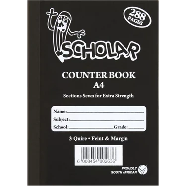Scholar A4 Feint & Margin Hardcover Counter Book 288 Page