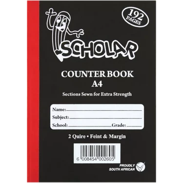 Scholar A4 Feint & Margin Hardcover Counter Book 192 Page