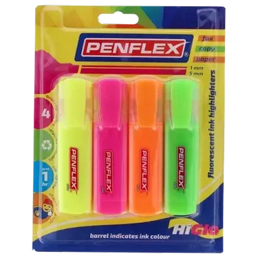 Penflex Higlo Pastel Highlighters 4 Pack