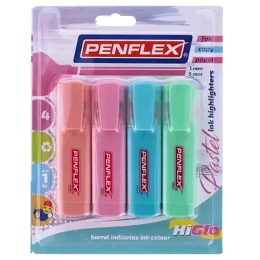 Penflex Higlo Pastel Highlighters 4 Pack