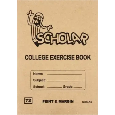 Scholar A4 Feint & Margin College Exercise Book 72 Page