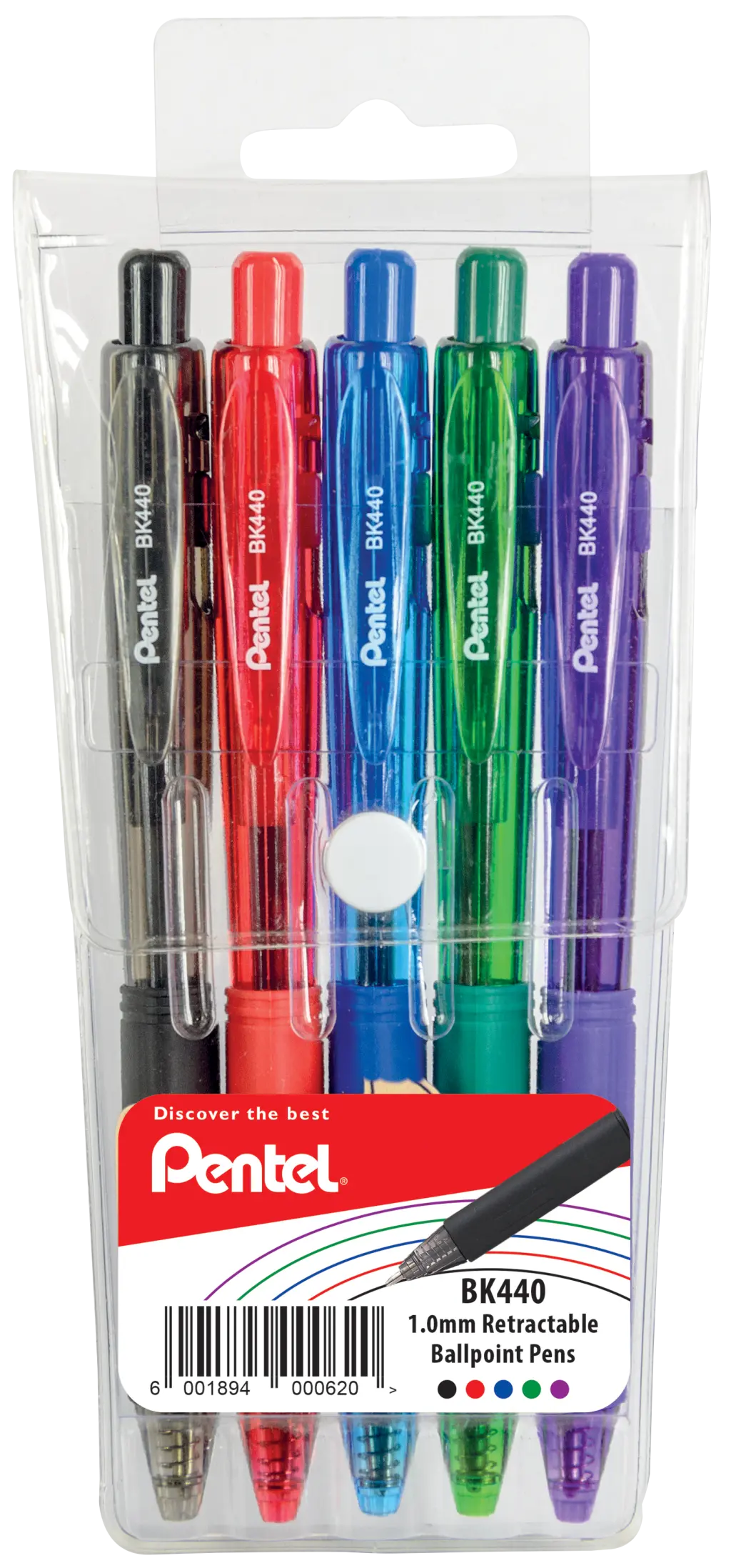 Pentel Ballpoint Pen 1.0mm Assorted BK440 Set of 5